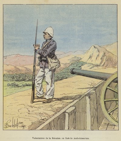Freiwillige von La Réunion im Fort von Ambohimarina von after Louis Charles Bombled