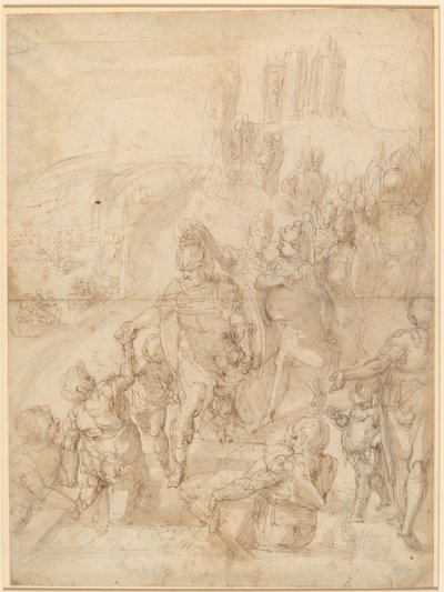 Die Einschiffung des Äneas vom Keraunischen Vorgebirge von after Luca Cambiaso Giulio Benso