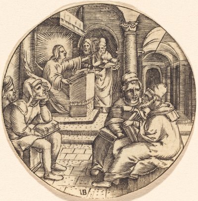 Jesus predigt im Tempel von after Master IB