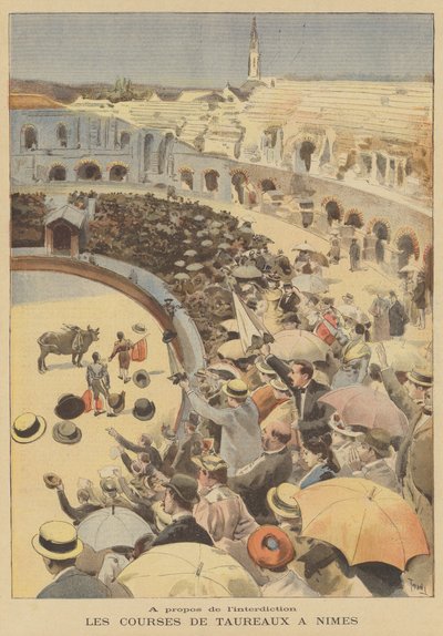 Stierkampf im römischen Amphitheater von Nîmes von after Oswaldo Tofani