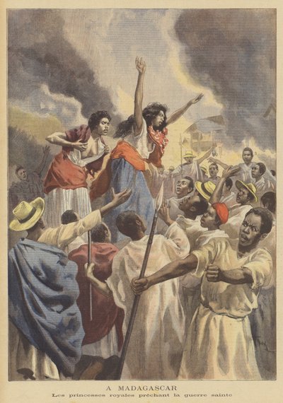 Die königlichen Prinzessinnen predigen den Heiligen Krieg in Madagaskar von after Oswaldo Tofani