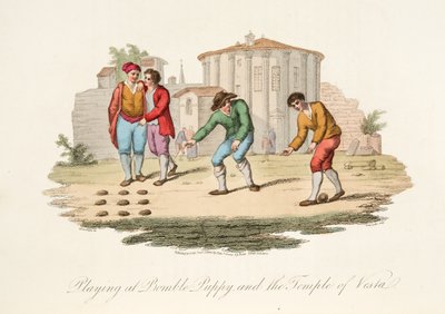 Bomble Puppy spielen und der Tempel von Vest, aus Italian Scenery, veröffentlicht 1806 von after P. van Lerberghi