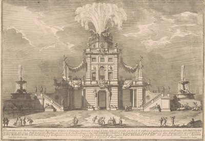 Die zweite Maschine für die Chinea von 1755: Ein königliches Jagdschloss von after Paolo Posi Giuseppe Vasi