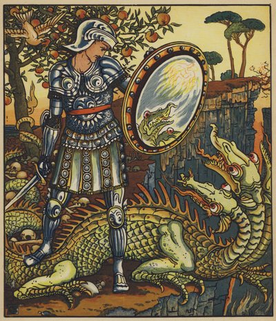 Prinz Cheri und der Drache von after Walter Crane