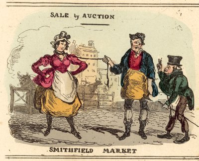 Hübsches Mädchen, zu versteigern auf dem Smithfield-Markt von after William Heath