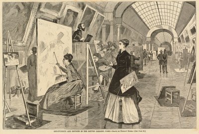 Kunststudenten und Kopisten in der Louvre-Galerie, Paris von after Winslow Homer