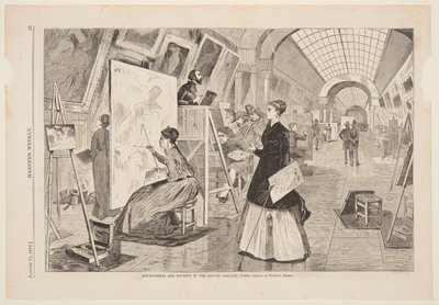 Kunst - Studenten und Kopisten in der Louvre-Galerie, Paris von after Winslow Homer