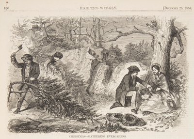 Weihnachten – Immergrün sammeln von after Winslow Homer
