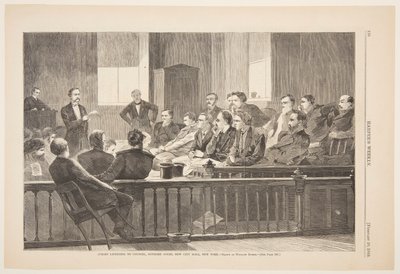 Geschworene hören dem Anwalt zu, Oberster Gerichtshof, Neues Rathaus, New York von after Winslow Homer
