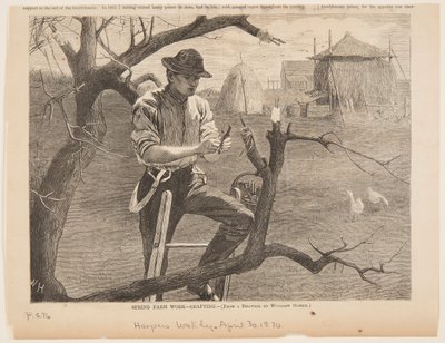 Frühjahrsarbeit auf dem Bauernhof – Pfropfen von after Winslow Homer