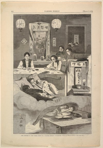 Die Chinesen in New York – Szene in einem Baxter Street Club-Haus von after Winslow Homer