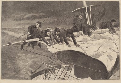Winter auf See - Segel einholen vor der Küste von after Winslow Homer