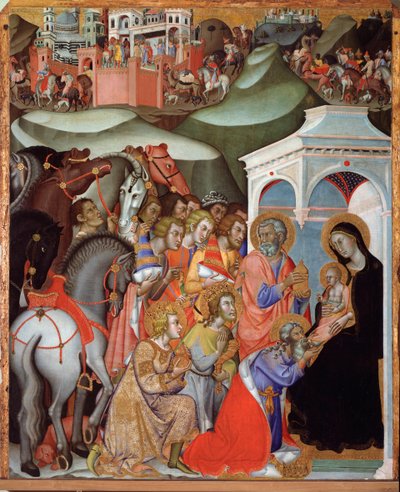 Anbetung der Heiligen Drei Könige. Gemälde von Bartolo di Fredi von also Manfredi de Battilori Bartolo di Fredi