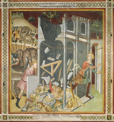 Die Zerstörung des Hauses von Hiob und der Diebstahl seiner Herde durch die Sabäer, 1356-6 von also Manfredi de Battilori Bartolo di Fredi