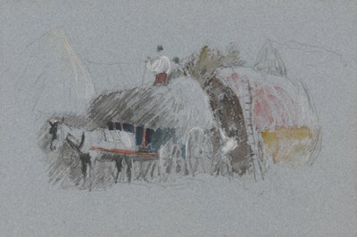 Bau eines Stapels (Studie für Heutransport) von attributed to Peter DeWint