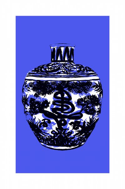 Chinesisches blaues Porzellangefäß von cartissi