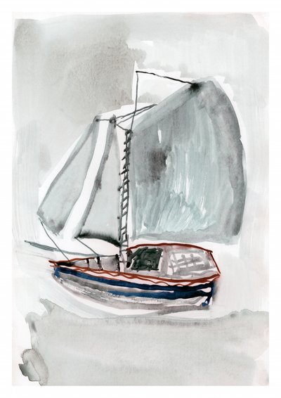 Serenes Segelboot treibend von cartissi