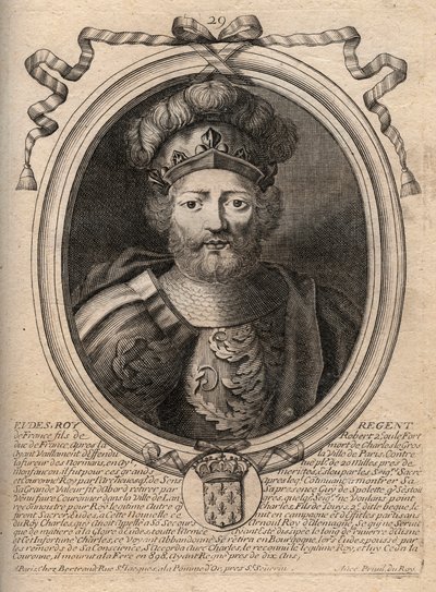 Porträt von Eudes (Odon) (ca. 860 - 898), Graf von Paris und Troyes, dann König von Frankreich - EUDES Graf von Paris, gewählt zum französischen Thron nach der Absetzung von Karl dem Kaiser - Gravur aus 