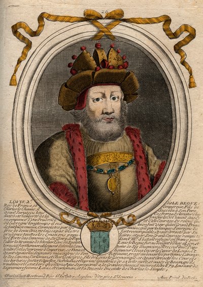 Porträt von Ludwig II. dem Stammler (846-879), König der Franken - Gravur aus 