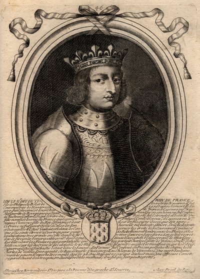Porträt von Ludwig X. dem Eigensinnigen (1289-1316), König von Frankreich und Navarra - Gravur aus 