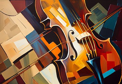 Abstrakte Geigenmalerei, Musikleinwand von F. Abderrahim
