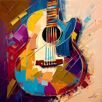 Abstrakte Musik-Kunst, Elektrische Gitarre von F. Abderrahim