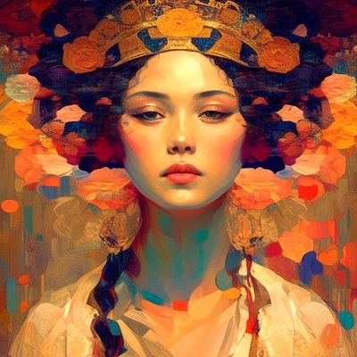 Abstraktes Porträt, schöne chinesische Frau von F. Abderrahim