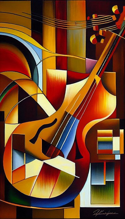 Musikinstrument, Abstrakte Malerei von F. Abderrahim