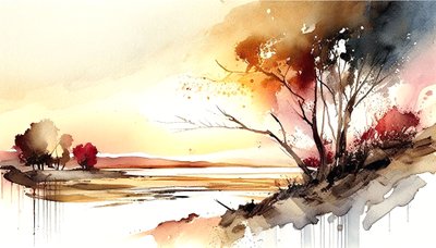 Natur & Landschaft, Abstrakte horizontale Malerei von F. Abderrahim
