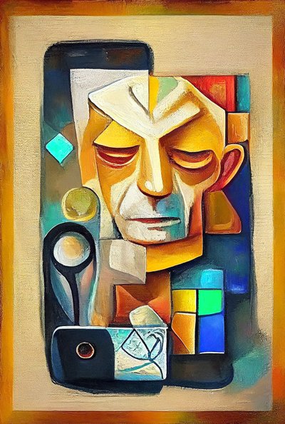 Inspiriert von Picasso, Abstrakte surrealistische Malerei von F. Abderrahim
