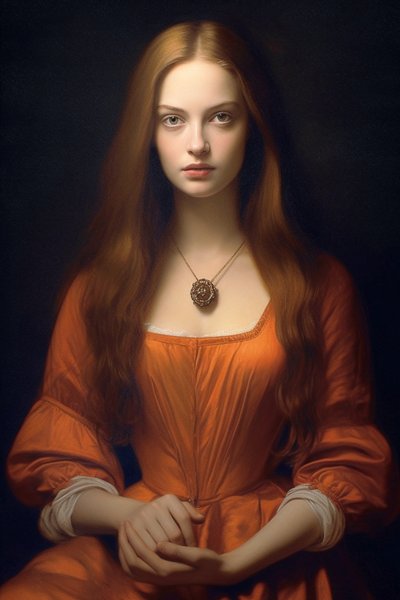 Porträt einer schönen weiblichen Supermodel des 18. Jahrhunderts von F. Abderrahim