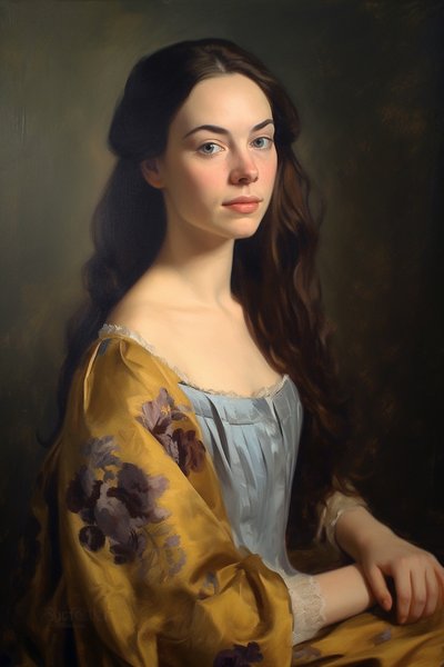 Porträt einer schönen weiblichen Supermodel des 18. Jahrhunderts von F. Abderrahim