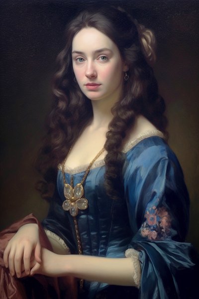 Porträt einer schönen weiblichen Supermodel des 18. Jahrhunderts von F. Abderrahim