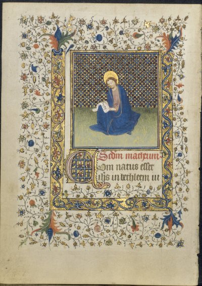 Blatt aus einem Stundenbuch: Heiliger Matthäus von follower of Limbourg Brothers
