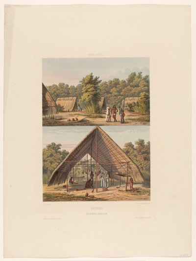 Lager der Arowakken (Suriname. Ein Arowakka-Indianerlager) von jonkheer Jacob Eduard van Heemskerck