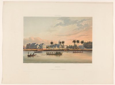 Wasserseite mit Gouverneurshaus in Paramaribo, Suriname von jonkheer Jacob Eduard van Heemskerck