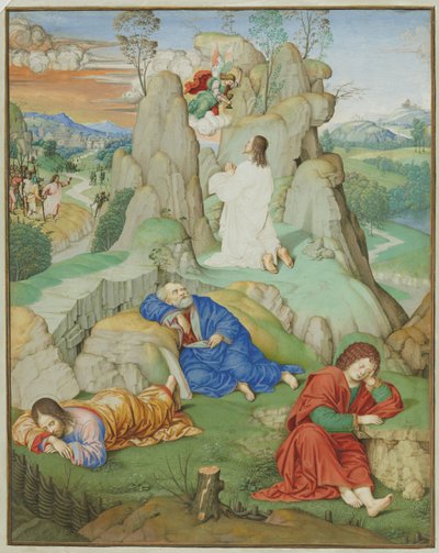 Ganzseitige Miniatur: Die Agonie im Garten von probably by Timoteo Viti