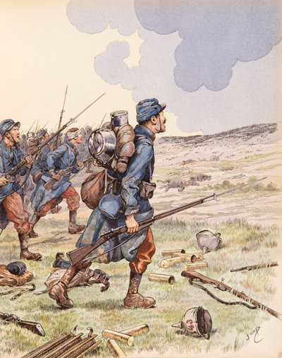 Jacques Marie Gaston Onfroy de Breville dit JOB (1858-1931) - Die Poilus während der Schlacht an der Marne im Ersten Weltkrieg, Privatsammlung von pseudonym for Onfray de Breville Jacques Job