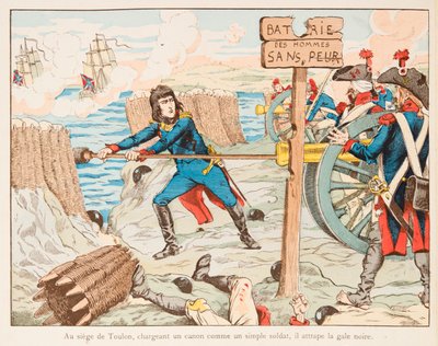 Jacques Marie Gaston Onfroy de Breville dit JOB (1858-1931) - Napoleon Bonaparte lädt selbst die Kanone bei der Belagerung von Toulon 1793, Privatsammlung von pseudonym for Onfray de Breville Jacques Job