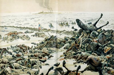 Preußen- und Polenfeldzug (1806-1807): Am Tag nach dem Sieg von Eylau besuchte Napoleon I. Bonaparte (1769-1821) am 9. Februar das Schlachtfeld und die zahlreichen Verluste auf dem Boden von pseudonym for Onfray de Breville Jacques Job