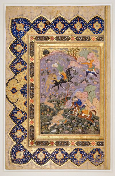 Jagd auf wilde Tiere, ca. 1540 von School Iranian
