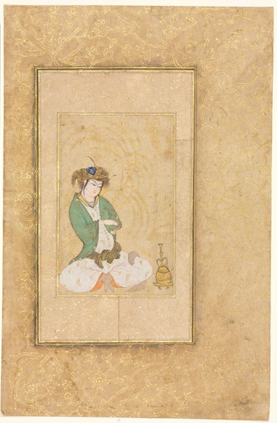 Jüngling unter einer Weide; Einzelblatt-Illustration von style of Muhammad Yusuf