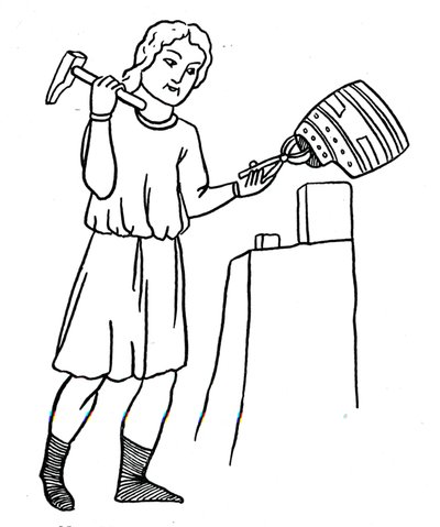 Deutscher Helmenschmied bei der Arbeit, um 1515 von the Elder Hans Burgkmair