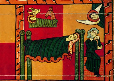 Die Krippe, Seitenwand aus einem Altarbild, Katalanisch (Öl auf Holzplatte) von Spanish School