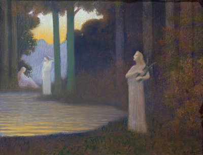 Lyrik im Wald, 1910 (Pastell auf Papier) von Alphonse Osbert