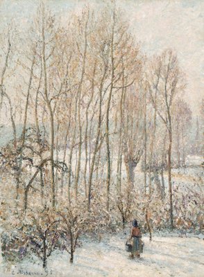 Morgen Sonnenlicht auf dem Schnee, Eragny-sur-Epte von Camille Jacob Pissarro