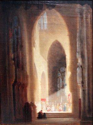 Innenraum der Kirche mit Prozession von Carl Spitzweg
