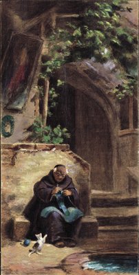 Strickender Mönch von Carl Spitzweg