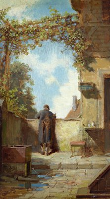 Alter Mann auf der Terrasse von Carl Spitzweg