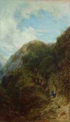 Touristen im Berg von Carl Spitzweg